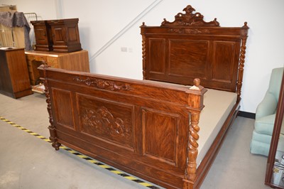 Lot 382 - A modern walnut framed double bed