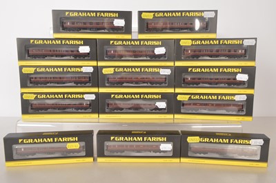 Lot 116 - Graham Farish by Bachmann N Gauge Hawksworth BR Maroon Coaches (14)