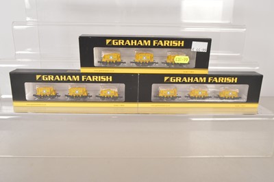 Lot 123 - Graham Farish N Gauge Blue Circle Cement Presflo Triple Wagon Packs (3)