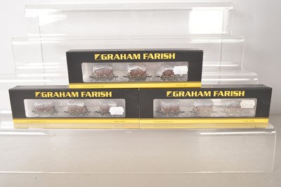 Lot 132 - Graham Farish N Gauge Triple Weathered Presflo Cement Wagon Packs (3)