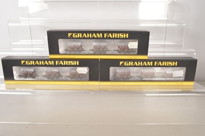 Lot 133 - Graham Farish N Gauge Triple Weathered Presflo Cement Wagon Packs (3)