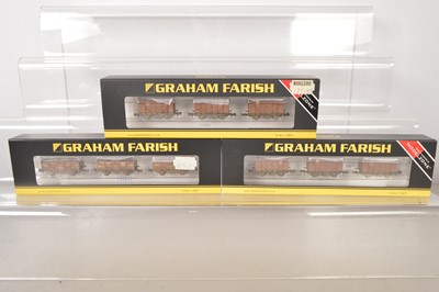 Lot 135 - Graham Farish N Gauge Triple Weathered Vent/Fruit Van Packs (3)