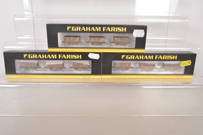 Lot 140 - Graham Farish N Gauge Triple Pack Weathered Vent Vans and Mineral Wagon Packs (3)