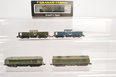 Lot 183 - Unboxed N Gauge Bachmann and Kernow BR Diesel Locomotives (5)