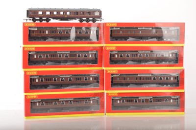 Lot 257 - Hornby 00 Gauge boxed BR maroon Hawksworth Coaches and LMS Dining Car (9)