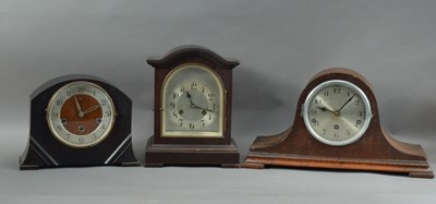 Lot 95 - Three early to mid 20th century mantel clocks
