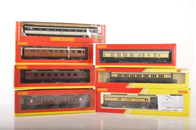 Lot 277 - Hornby 00 Gauge Boxed Coaches various Regions including a Camping Coach (7)