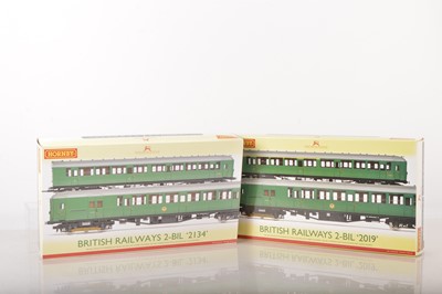 Lot 281 - Pir of Hornby 00 Gauge Boxed BR SR green 2-Bil Train Packs