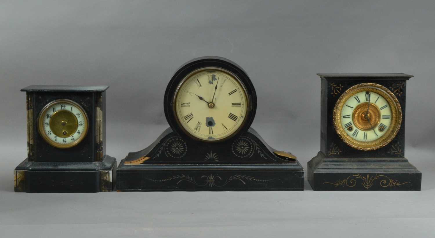 Lot 101 - Two slate mantel clocks