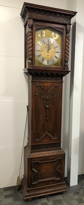 Lot 103 - An early 20th century Maple &Co. oak cased chiming longcase clock
