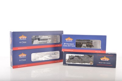 Lot 403 - Bachmann 00 Gauge boxed BR black Tender and Tank Locomotives  two renumbered and all lightly weathered (4)