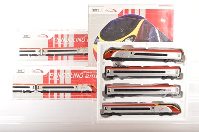 Lot 439 - Dapol 00 Gauge boxed Virgin red and grey Pendolino EMU 4-Car Set and two additional Coaches (3 boxes)