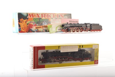 Lot 480 - Fleischmann and Marklin Hamo HO Gauge Continental  plastic bodied DB black Steam Locomotives and Tenders (2)