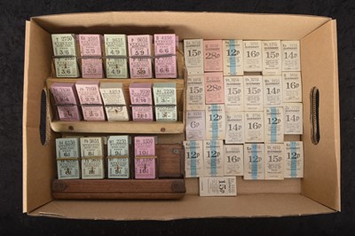 Lot 492 - Large collection f Bristol Transport and Carriage Company  pre and post-decimal unused tickets with two wood 'Mousetrap' Holders and quantity of Guernsey early post Decimal unused Tickets (qty)