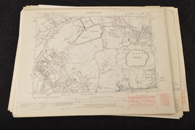 Lot 494 - Large collection of mostly British Rail stamped Southern Region (a few Southern Railway) Victoria Office 1930'40's Hampshire large scale (6ins-One Mile) Ordnance Survey maps with National Grid (45)