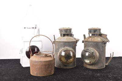 Lot 514 - Railway Lamps and Glue Pot (4)