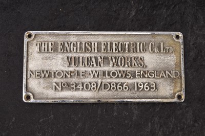 Lot 527 - Class 37 Diesel Works Plate