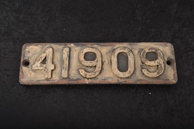 Lot 538 - BR Smoke Box Number Plate 41909 Stanier Tank Locomotive