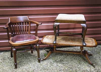 Lot 395 - Smokers Bow Armchair Coffee Table and Dressing stool (3)