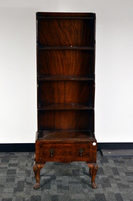 Lot 398 - A walnut Queen Anne style waterfall fronted bookcase