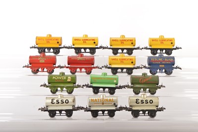 Lot 655 - Hornby 0 Gauge mixed group of pre and post war Petrol Tankers (14)