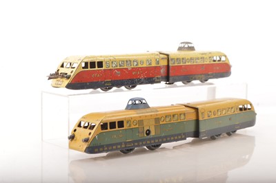 Lot 668 - French Hornby 0 Gauge pair of 2-car rail cars (2)