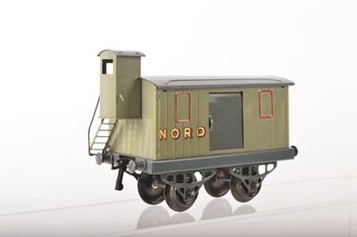 Lot 695 - French Hornby 0 Gauge NORD Brake van with vigie