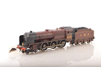 Lot 724 - An unfinished rebuild project on a Bassett-Lowke 0 Gauge electric LMS 'Royal Scot' 4-6-0 Locomotive and Tender