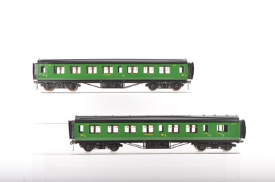 Lot 752 - Exley 0 Gauge K5 pair of Southern  side Corridor Coaches (2)