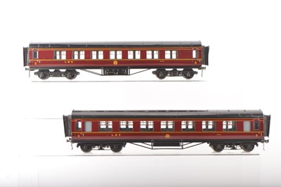 Lot 764 - Exley 0 Gauge pair of LMS K5 Side Corridor Coaches (2)