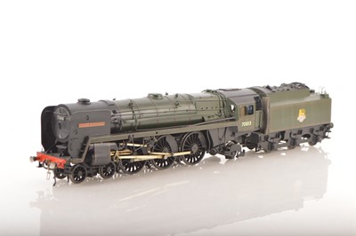 Lot 812 - Kitbuilt Finescale 0 Gauge 4-6-2 Loco & Tender BR lined green standard class 7 'Oliver Cromwell'