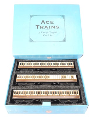 Lot 1007 - ACE Trains 0 Gauge LNWR chocolate and cream 3 Coach Set