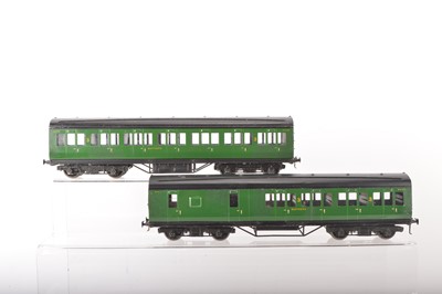 Lot 1017 - Exley 0 Gauge K5 Pair of Southern Passenger coaches, (2)