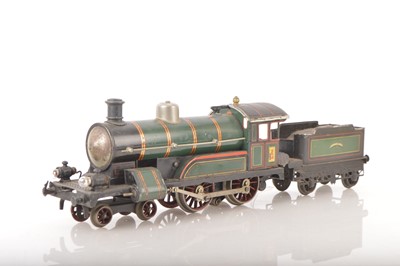 Lot 1146 - Bing Gauge 1 4-4-0 Continental outline Loco & Tender tinprinted in green, gold and red