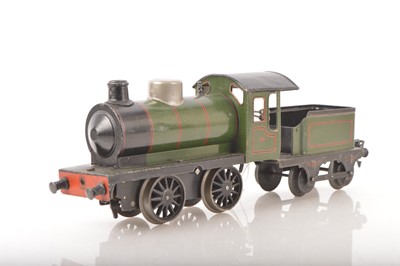 Lot 1148 - Marklin Gauge 1 Continental outline 0-4-0 tinprinted lined green Loco & Tender