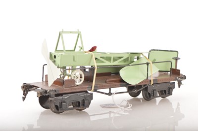 Lot 1158 - Marklin Gauge 1 Ref: 1881 Low sided bogie wagon with plane load