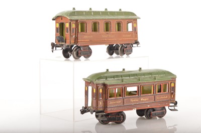 Lot 1164 - Marklin Gauge 1 Ref:1984/43 pair of 28cm 'Internat company' bogie passenger coaches (2)