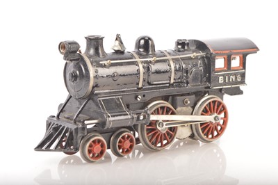 Lot 1172 - Bing Gauge 1 American outline cast iron 4-4-0 Loco (note Loco only) Black with Orange and white lining