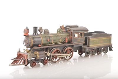 Lot 1174 - Carette Gauge 1 American outline cast iron 4-4-0 Loco & Tender Green & Black with orange lining No.2350