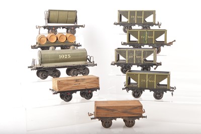 Lot 1178 - Bing Gauge 1 continental outline group of Goods wagons (9)