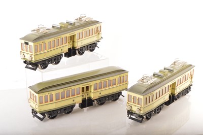 Lot 1181 - A modern Twerenbold for Fulgurex (Switzerland) Gauge 1 Marklin Replica 'Inter-Urban' 3-car 'Rheinuferbahn' tram set (3)