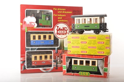 Lot 1183 - A Gauge 1 LGB Continental-style Passenger Train Pack and additional coaches (3 boxes)