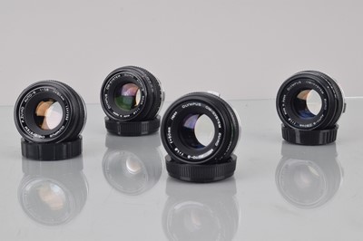 Lot 41 - Four Olympus OM 50mm f/1.8 Lenes