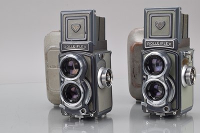 Lot 222 - Two Rolleiflex Baby Grey TLR Cameras