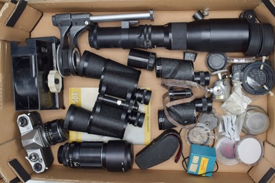 Lot 681 - A Pentax SP 500 SLR Camera and Other Items