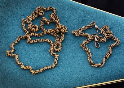 Lot 36 - A 19th century pinchbeck belcher linked muff chain