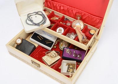 Lot 37 - A collection of silver, gilt metal, continental marked gold and costume jewels