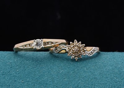 Lot 62 - Two 9ct gold diamond dress rings