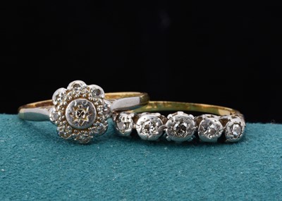 Lot 65 - Two 18ct gold and platinum set dress rings