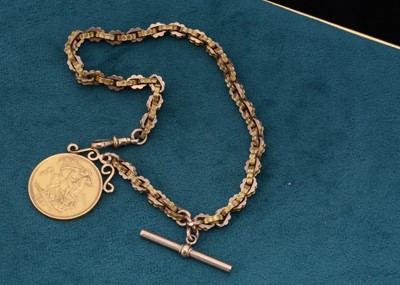 Lot 81 - A Victorian ornate, oval linked 9c marked watch chain